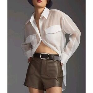 NWT $108 The Colette Sexy Faux Leather Short by Maeve Anthropologie 32 .